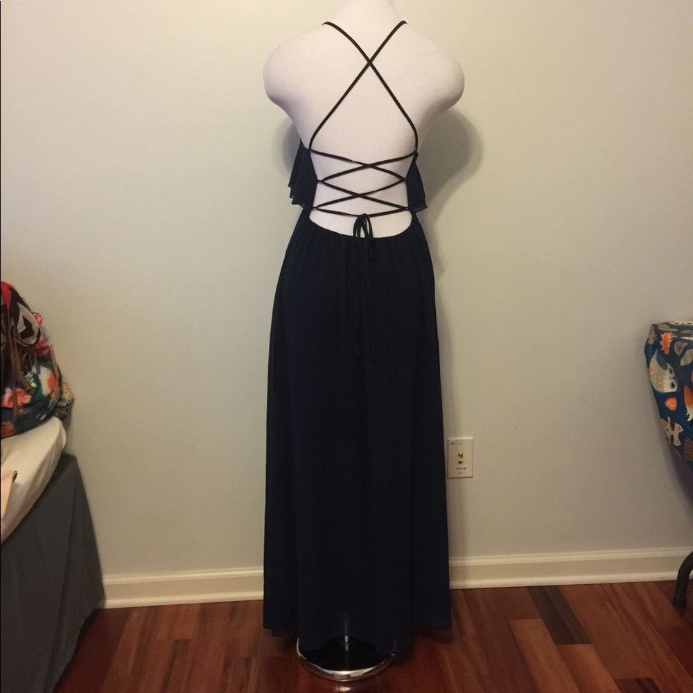Strappy backless cocktail prom dress